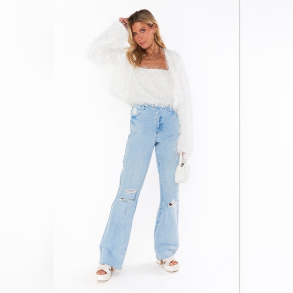 White Faux Feathers Cardigan - Picture 4 of 9